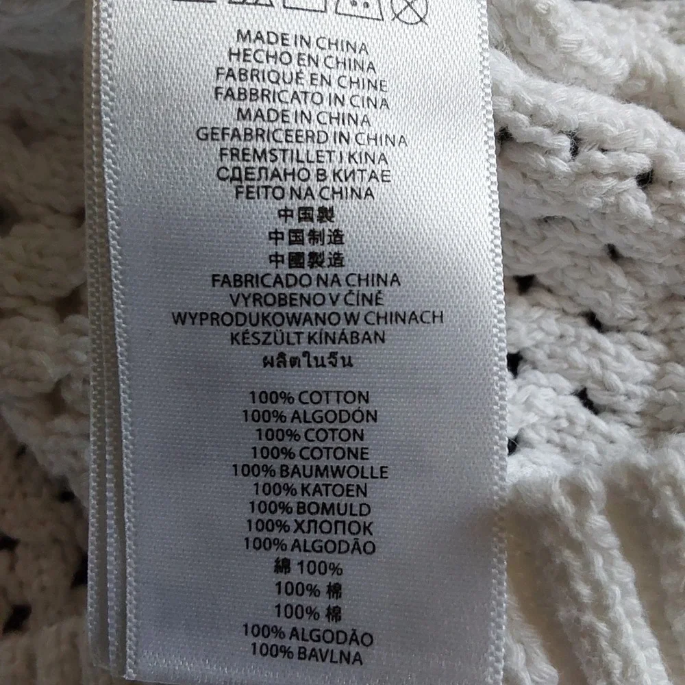 MICHAEL KORS Women's Size Small White Crochet Long‎ Sleeve Knit Sweater